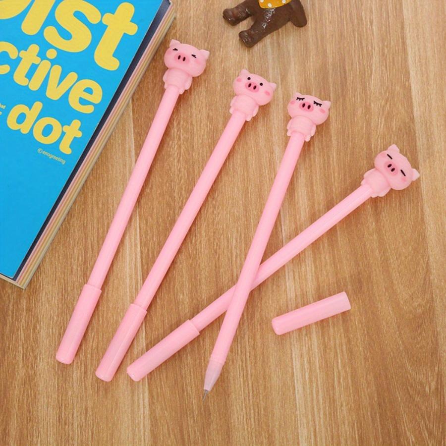 School Season 4pcs 0.5mm Creative Stationery Pink Piggy Gel Pen Cartoon Girl Heart Series Water-based Pen Learning Office Signature Pen