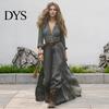 Trendy Colorblock Dress Women's Plaid Maxi Long Sleeve Button-Down Shirt Lapel for Women Casual V-Neck A-Line Spring Summer Comfortable All-day Wear