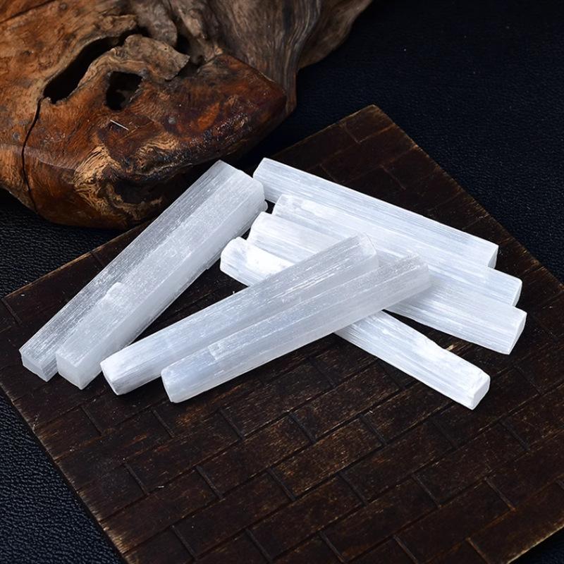 Natural White Selenite Gypsum Sticks Irregular Reiki Mineral Specimen Healing Crystal Wand Diy Jewelry Pendant Making Stone
