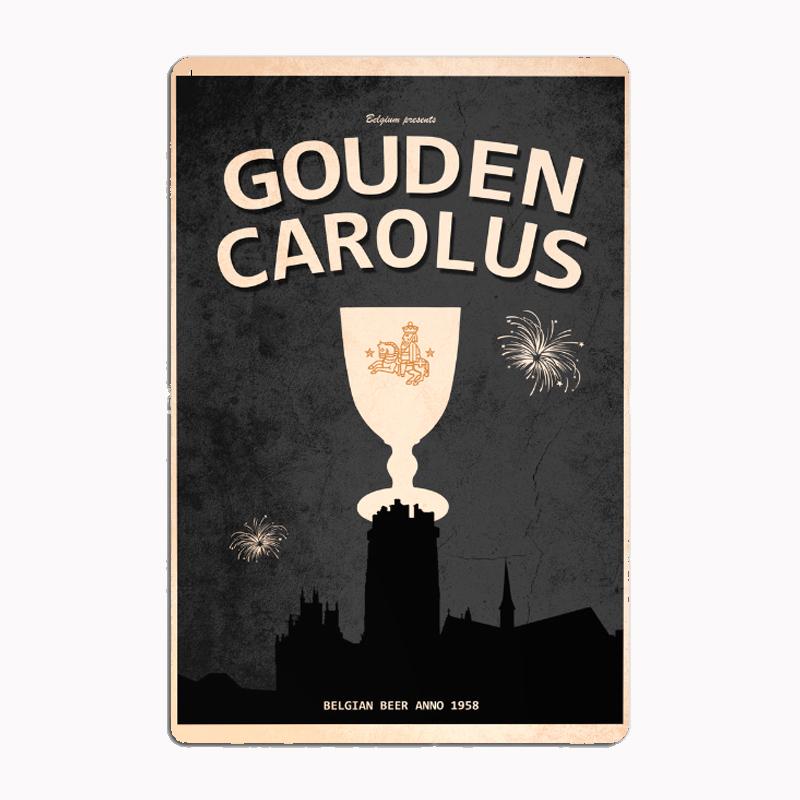 Винтажный металлический знак Gouden Carolus, настенная живопись, кинотеатр, гостиная, кинотеатр, забавный жестяной постер, ретро-мужчина, пещера, дом, таверна