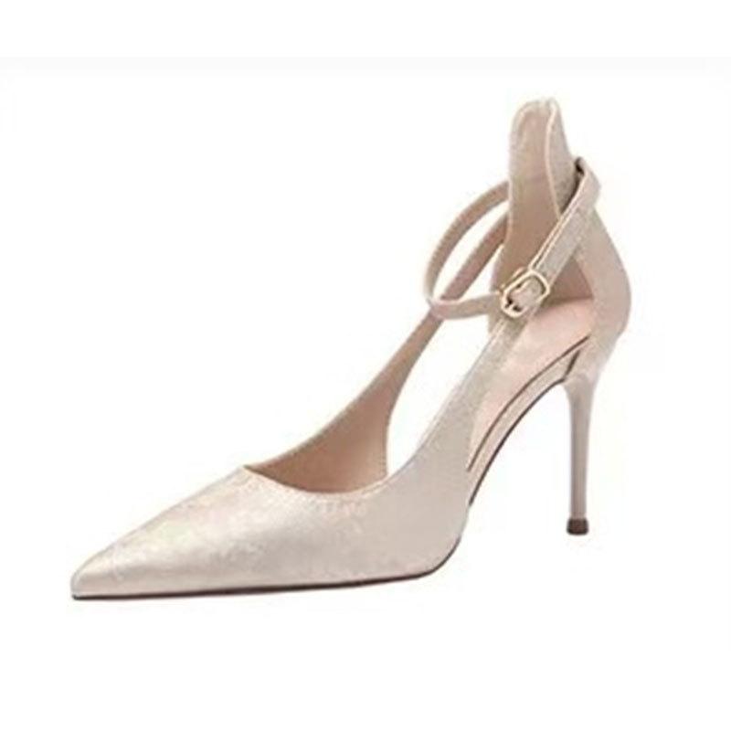 Soft Leather French Pointed Head Shallow Mouth Single Shoes Women's Spring and Autumn Summer New Beautiful Temperament Stiletto High Heels