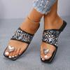 Fashion Ladies Shoes On Sale 2024 New Square Toe Women's Slippers Summer Sequins Solid Solft Sole Light Casual Comfortable Flat Slippers