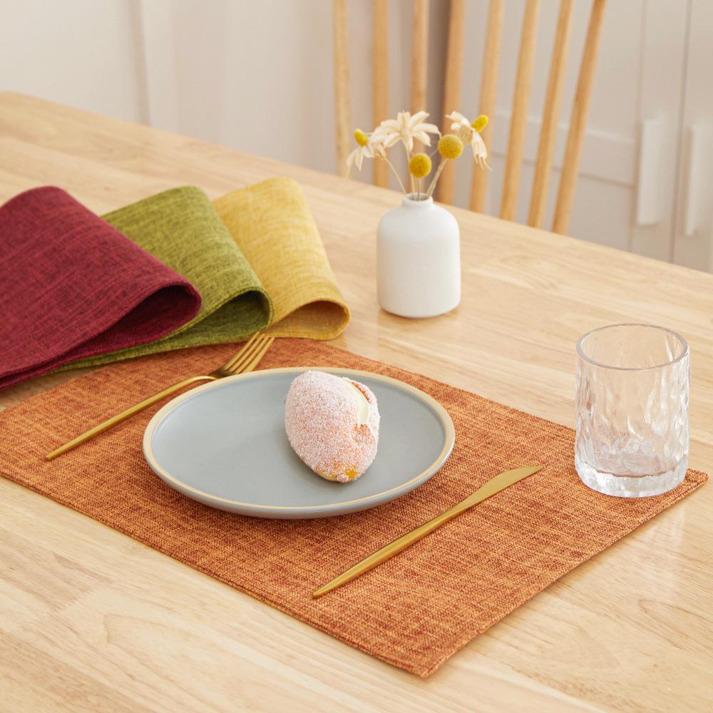 2pcs Scandinavian Ins Style Linen Solid Colour Placemats Fabric Heat Insulation Table Mats Western Food Coasters Napkins