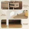 Narrow Side Table with Drawer Open Shelf and Metal Structure for Living Room Bedroom 25x39.8x58.2 cm Natural