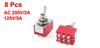 Uxcell Тумблер AC Упаковка из 8 штук, 250В/2А, 125В/5А, 3PDT, Вкл-Вкл, 2-позиционный, 9-контактный,