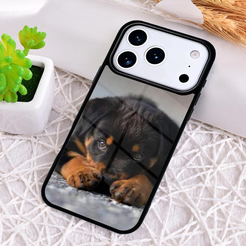 Cute Rottweiler Dog Phone Case for iPhone 17 Air 16 15 11 12 14 13 Pro Max Shockproof Cover