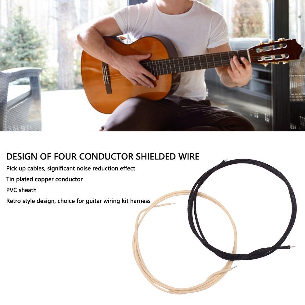 2pcs 22 AWG Cloth-Covered Guitar Wire Black And White Guitar Accessories Guitar Restoration