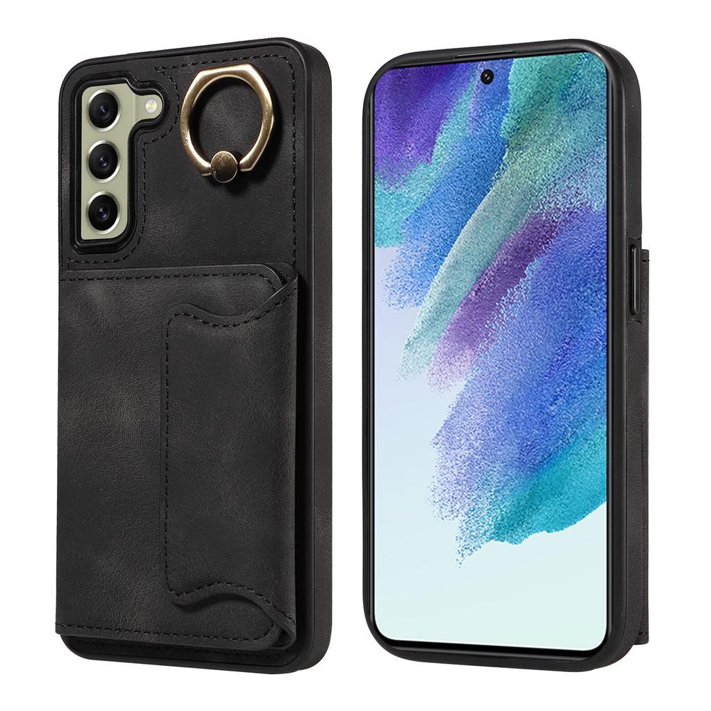 Для Samsung Galaxy S21 FE 5G Чехол с кольцом-подставкой и слотами для карт