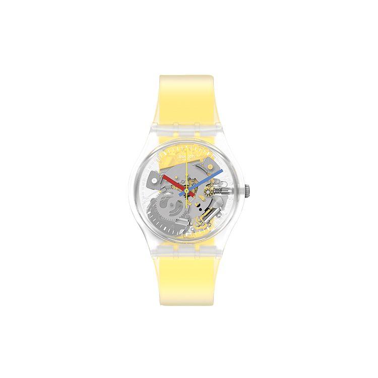 Swatch Clear Series Quartz Movement Waterproof Design Womens Watch 34mm Skeleton Dial Plastic Case Silicone Strap Women watches GE291