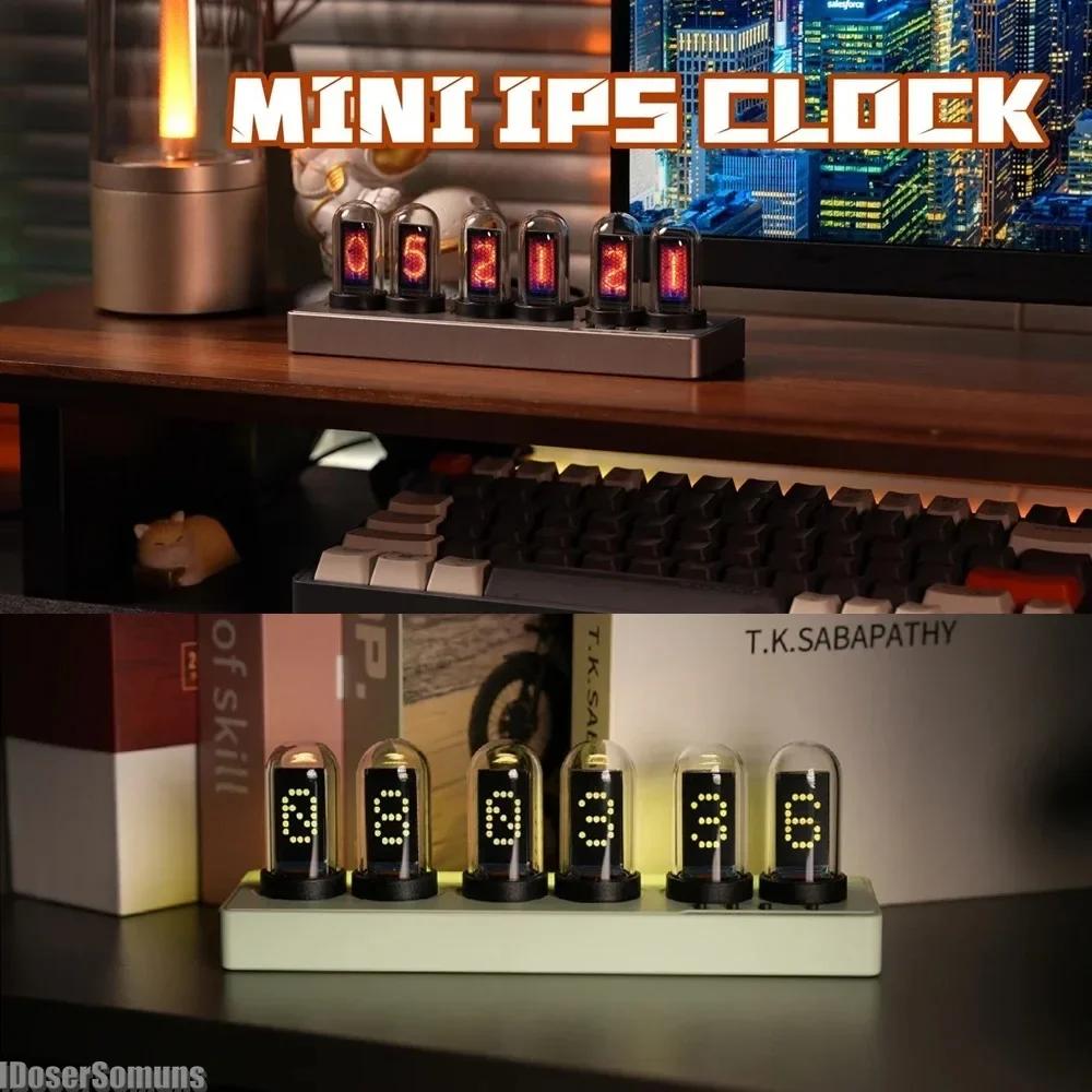 WIFI Mini IPS Nixie Tube Будильник с цветной подсветкой RGB Украшение игровой комнаты Настольные украшения