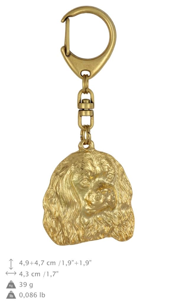 Cavalier King Charles Spaniel - Gilded Key Ring with Dog In Gift Box, Handbag Decoration, Luxury Accessory by Art-Dog Brand