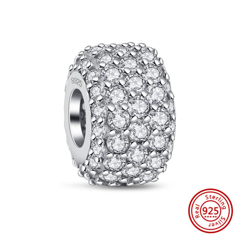 Медь 925 пробы Прозрачный циркон Снежинка Гербарий Крылья ангела и Сердце Сверкающие бусины Подходят для оригинального браслета Pantaro с шармами DIY Циркон