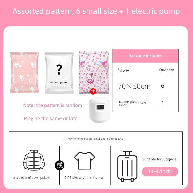Compression Bag Vacuum Buggy Bag Moving Packing Bag Hellokitty Extra Large Small and Medium Quilt Clothing Storage