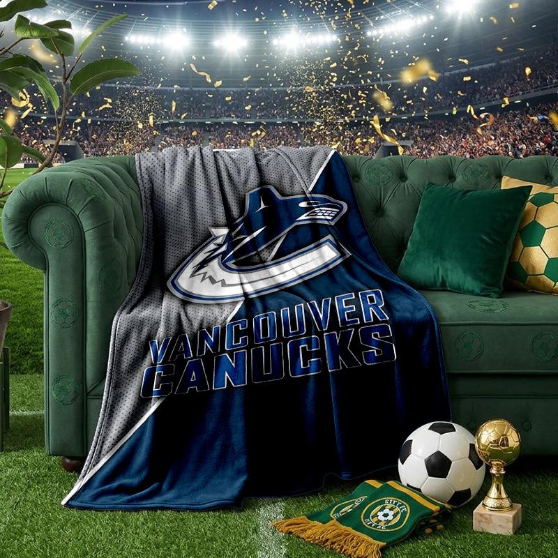 Hockey Team Vancouver-Canucks Throws Blanket Flannel Blankets Plush for Couch Bed Gifts for Men Women Travel picnic blanket Christmas fan gifts