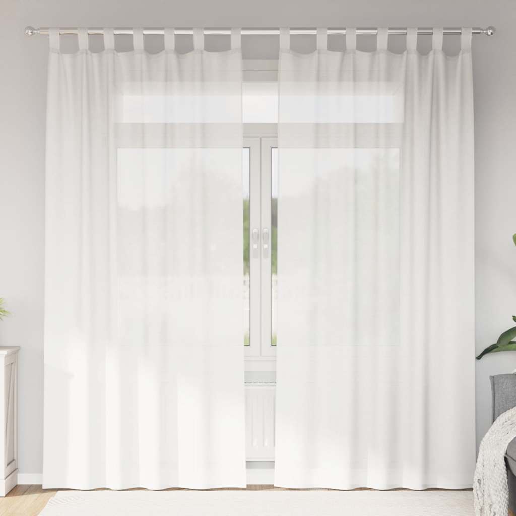 Voile Curtains with Loops 2 pcs White 140 x 245 cm