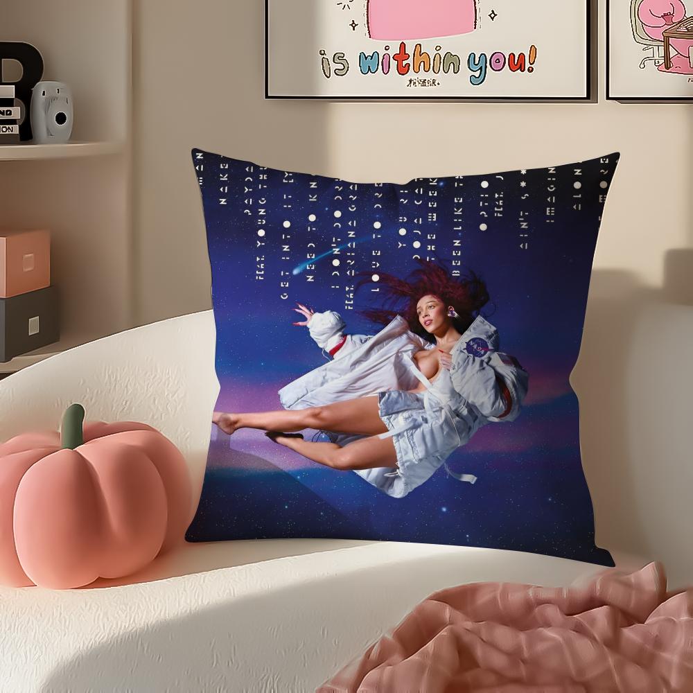 American Pop Rapper Singer Star DDoja Cat Cushion Cover Pillowcase Short Plush Invisible zipper Room Sofa Cushion Cover