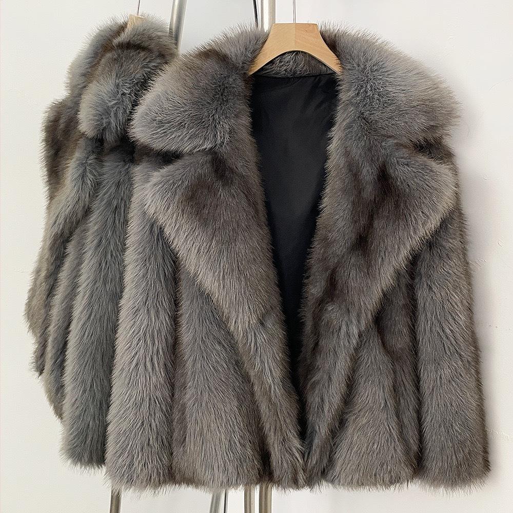 Winter clothing new temperament medium and long imitation fox fur fashion loose and thin thickened fur coat coat women