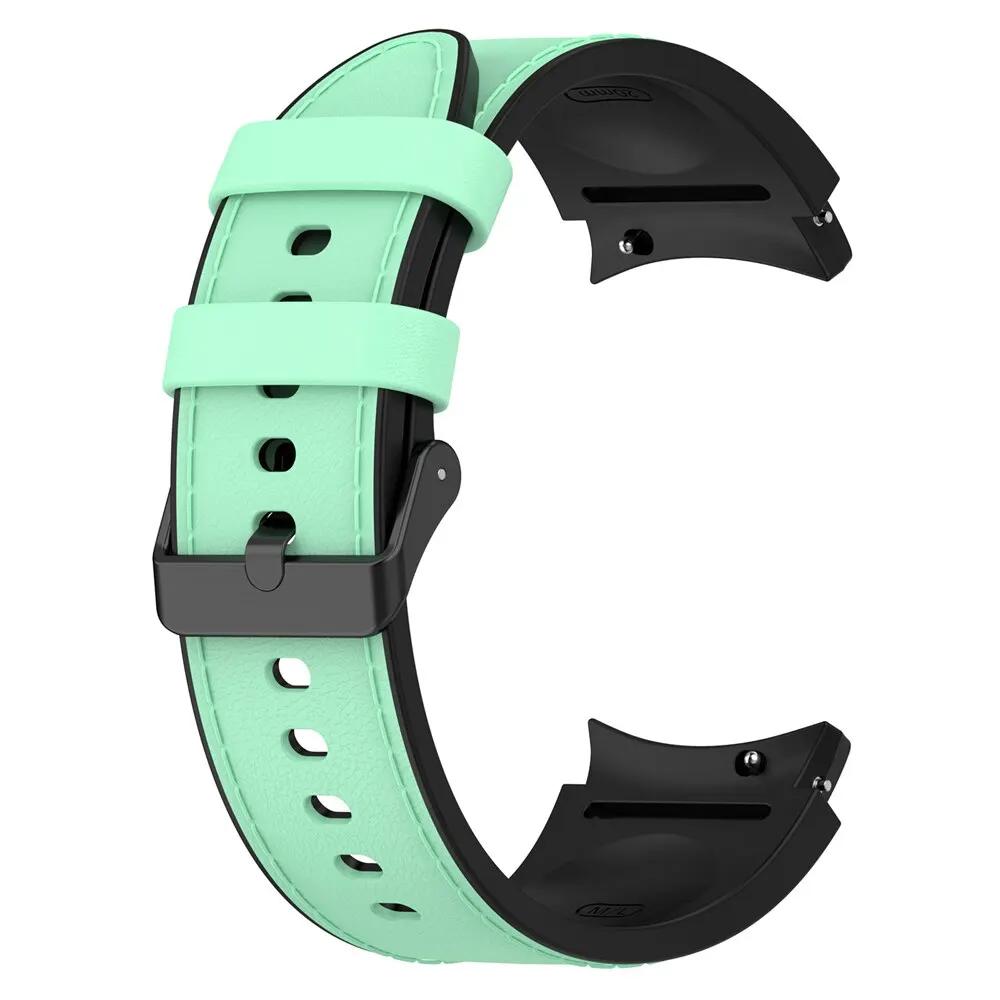 Силиконовый + кожаный ремешок для Samsung Galaxy Watch 6 5 Pro 40 мм 44 мм ремешок для часов 6 4 Classic 47 43 мм 46 мм Сменный браслет Correa