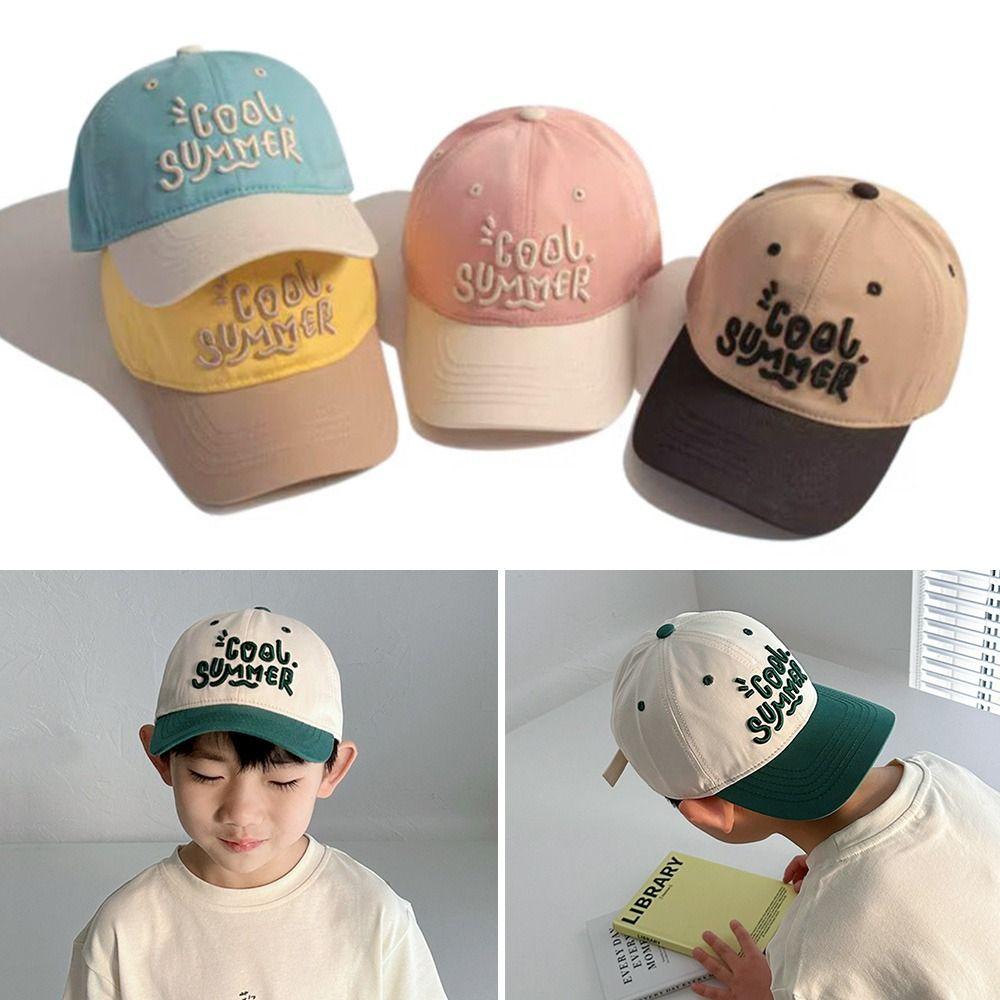 2-7 Years Adjustable Sun Hat Letter Embroidery Peaked Hat Summer Beach Cap Boys Girls