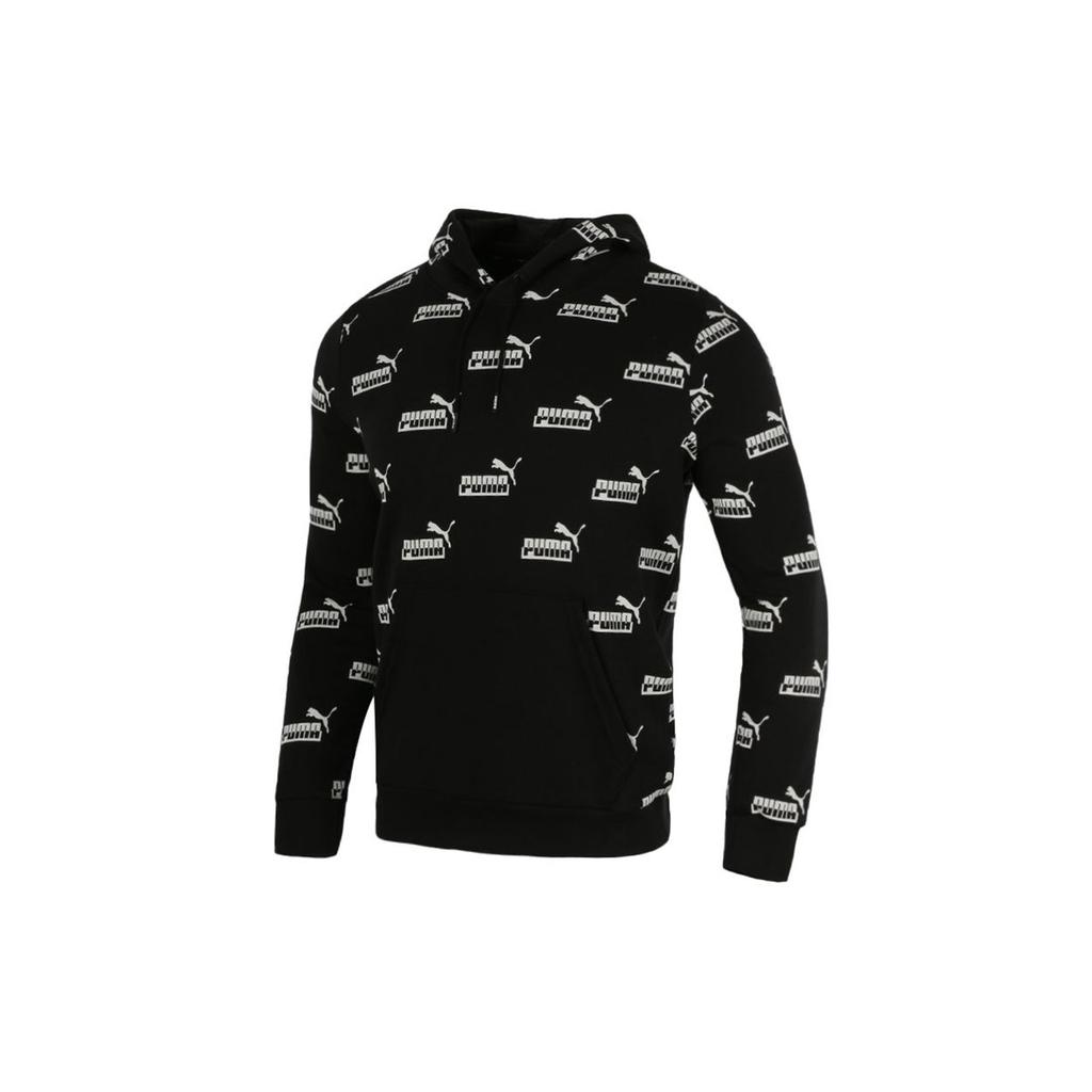Puma All-Over Logo Print Casual Sport Hoodie Men Tops Black 588803-01