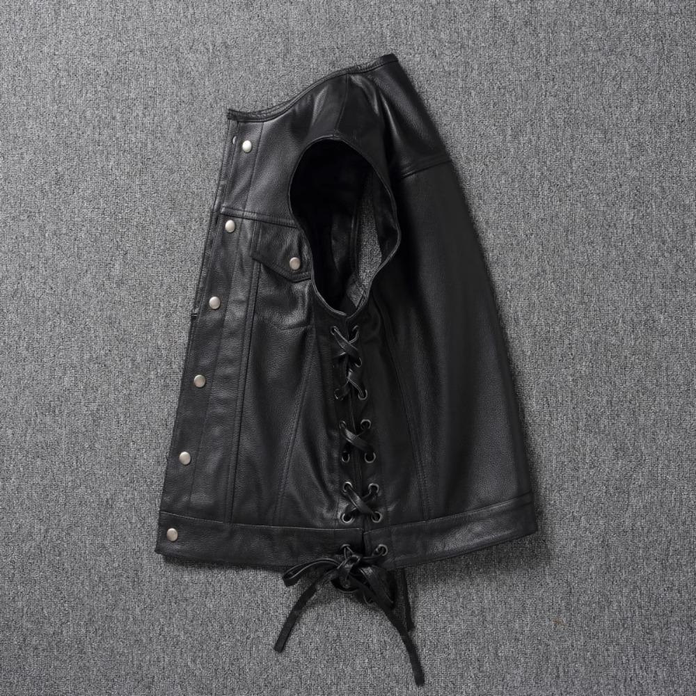 Китайский размер мужской кожаный жилет 100% коровья кожа мотоциклетный жилет байкерские кожаные жилеты мото кожаный жилет азиатский размер M-6XL M435