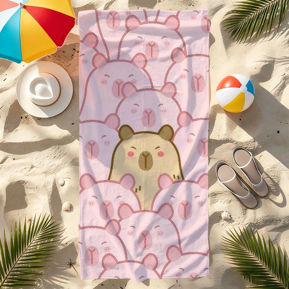 Cute C-capybara Towel Large Quick-Drying Microfiber soft Beach Towel for Travel Fitness Sauna Bathing Camping