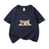 Kids Cotton T Shirt Peeking Orange Kitten Cat Print Crew Neck Short Sleeve Tee Casual Breathable Boys Girls Summer Tops
