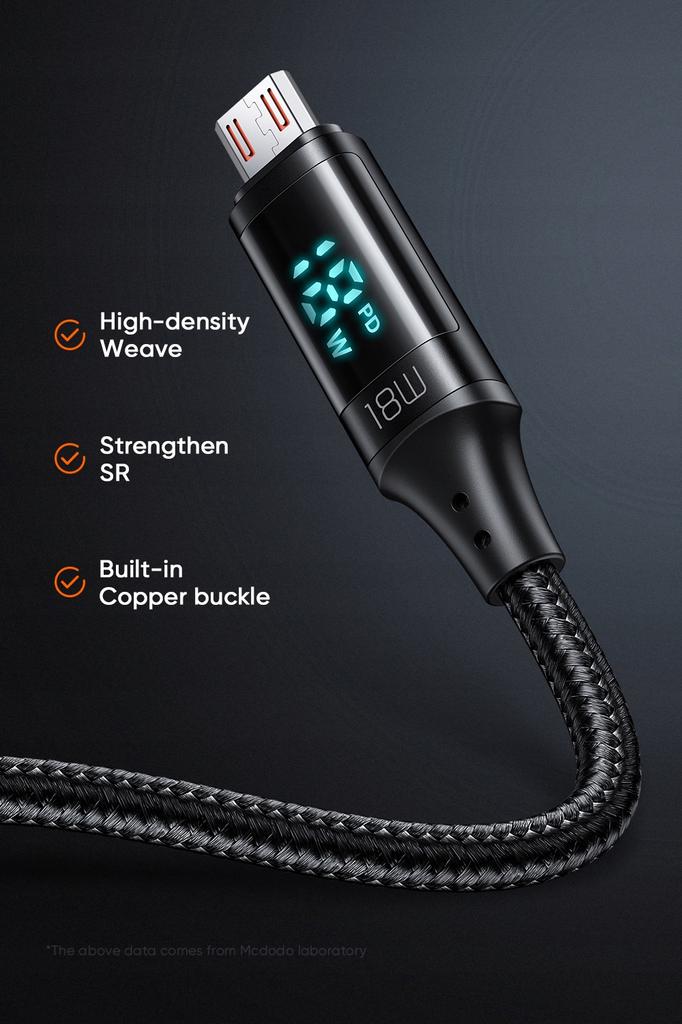 Mcdodo Digital Pro Qc 4.0 Micro Usb 18W 1.2M Black Phone Cable