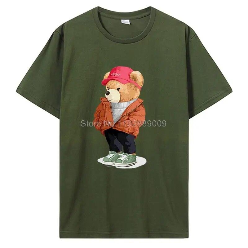 Уличная мода, одежда плюшевого мишки, унисекс, летние брендовые футболки, топы с короткими рукавами, ретро футболка унисекс, хлопковая футболка, уличная одежда Harajuku