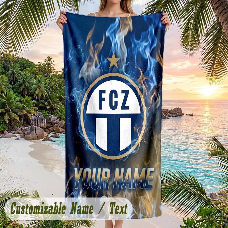 Beach Towel FC Zürich Print Custom Name Text Soft Towel for Swimming Pool