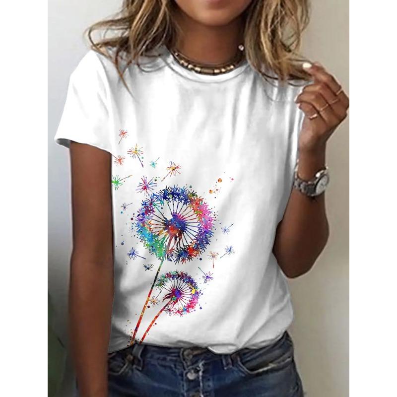 Женская 3D летняя персонализированная футболка с коротким рукавом и круглым вырезом, с принтом свежих цветов