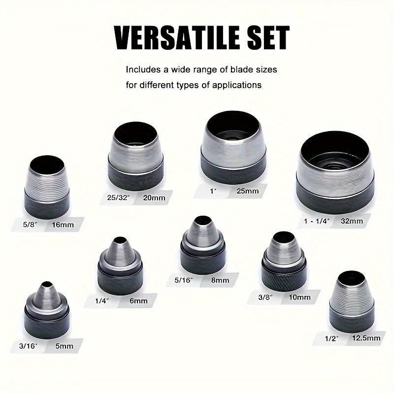 10pcs Heavy-Duty Hollow Punch Press Set with Interchangeable Dies and Textured Handle, Durable High Carbon Steel Construction