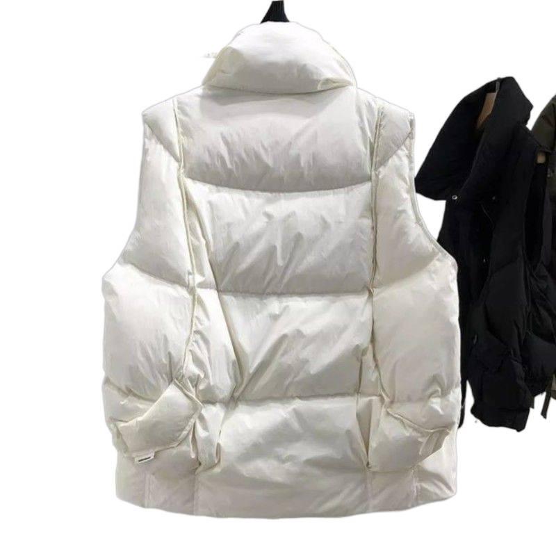 European-Style Women's Thickened Down Cotton Sleeveless Vest - Fashionable Loose Waistcoat for Autumn/Winter