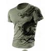 Men‘s T-Shirts 3D Dragon Print Short Sleeve Casual O Neck Pullover Street Outdoor Tops Tee Outdoor Sportshirt Oversized Clothing