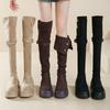Children's Boots Two Wear Knee Knight Boots Heightening Year Fashion New 2024 Autumn and Winter Thick Bottom Fold Thick Heel