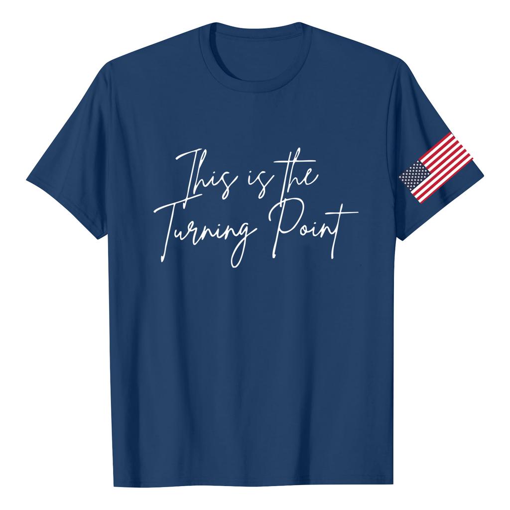 Fashion Round Neck Raglan Short Sleeve Workwear Printed Tops Ladies Summer Tops