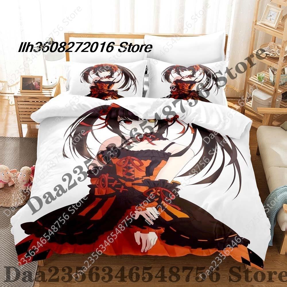 Постельное белье с принтом Date A Live, комплект из 3 предметов: удобный пододеяльник и наволочки, домашнее постельное белье для детей и взрослых, декор спальни