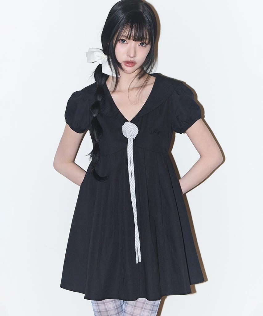 Iligo Sailor Collar Dress Black
