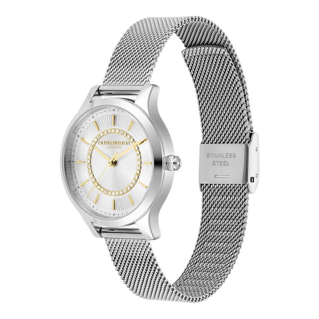 Авторизованный дистрибьютор Olivia Burton Часы женские Wanderlust White Silver Mesh 30 мм 24000212 [OLIVIA BURTON] [Классика] &