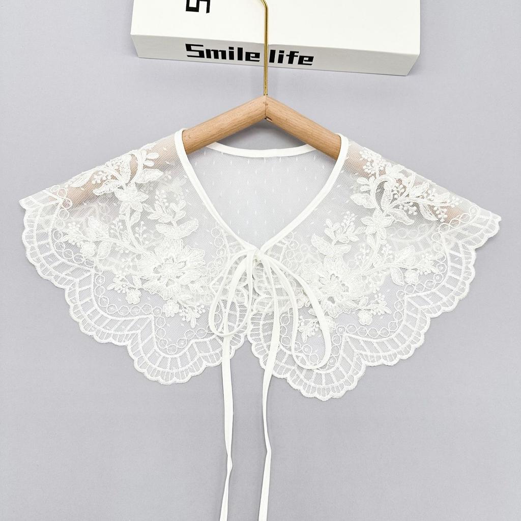Embroidery Crochet Fake Collar Female Lace Mesh Thin Collar Outer Matching Skirt Decorative Collar