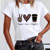 Short Sleeve Leopard Love Letter Trend Women's Print Tee Top Summer Fashion Tshirt Woman Female Basic T Clothing Graphic T-shirts