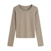 Women Long Sleeve T-shirt Crew Neck Tee Breathable Skin-friendly Basic Tee Autumn Winter Inner Wear Top