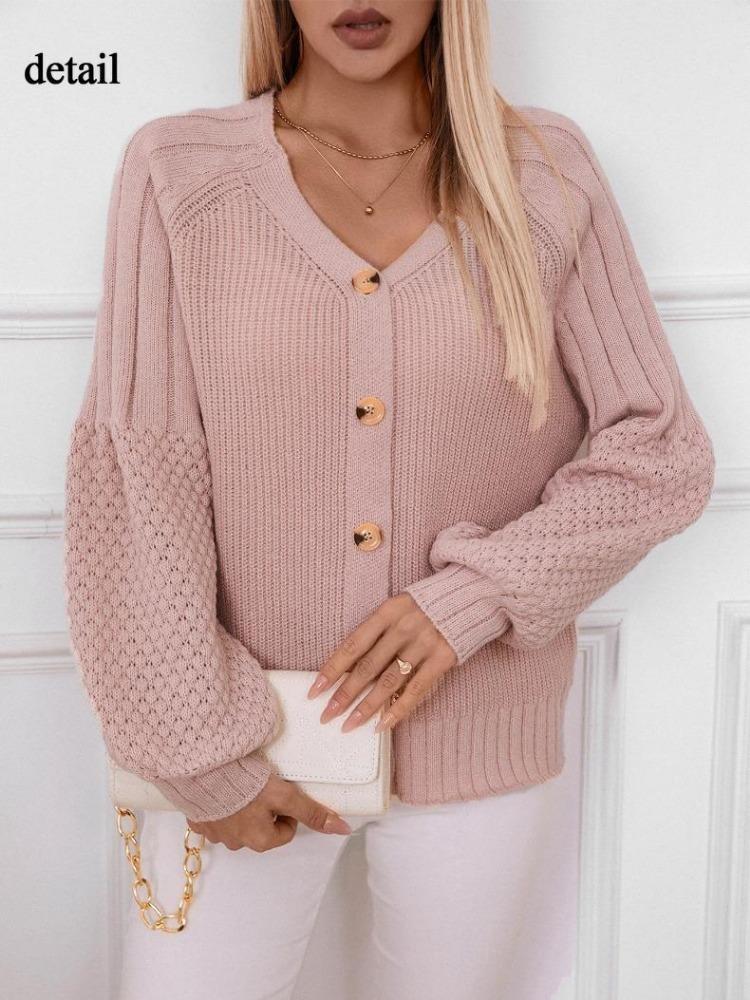 Women Casual Soft Cable Knit Long Sleeve Open Front Solid Button Sweaters Cardigans Lightweight Winter Fall Outwear