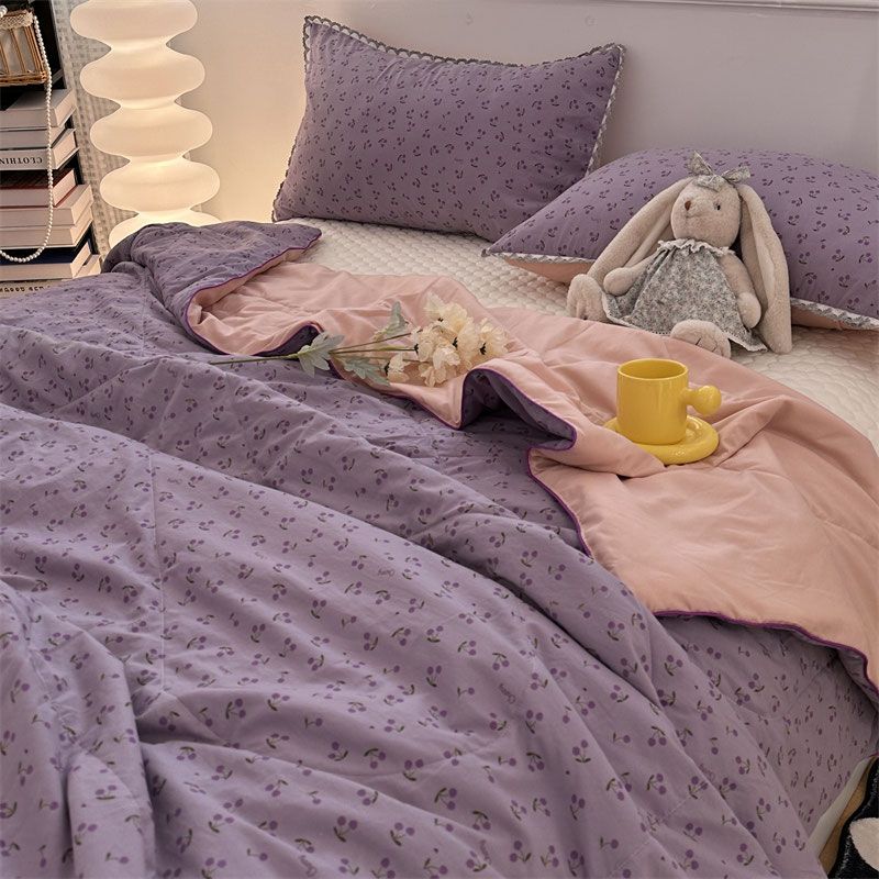 Квилт с цветочным принтом, мягкий, приятный к коже, дышащий, летнее одеяло с ультразвуковой вышивкой, летнее машинная стирка, покрывало