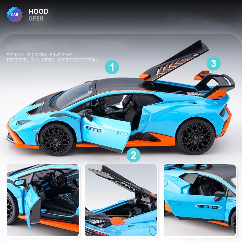1/24 масштаб Lambor Hurricane STO, игрушечный автомобиль, образец голоса и коллективная игрушка, подарок на день рождения