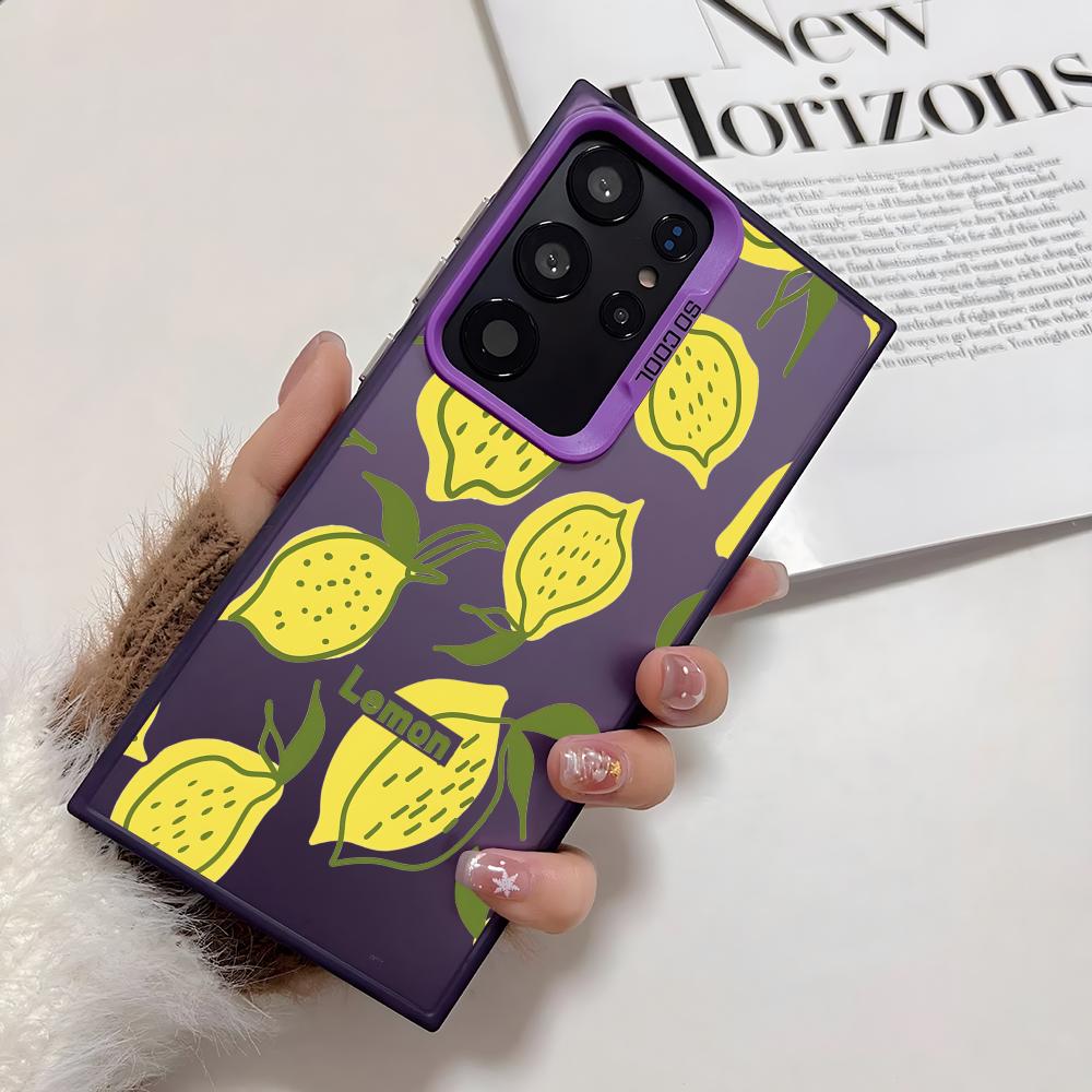 Ins Fruit Fashion Phone Case For Samsung Galaxy S25 Edge S24 S23 S22 S21 S20 Ultra Funda Silicone Silver Cover