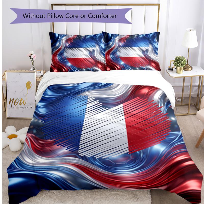 France Football Printed Bedding 3 Piece Set Cozy Breathable Bed Cover Set as Housewarming Holiday Gift
