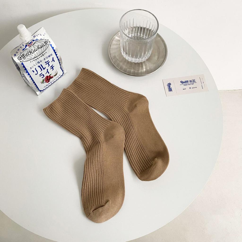 6 пар однотонных женских носков средней длины Tide, универсальные носки Tide японского молочно-белого цвета с высокой ногой