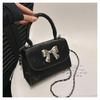 Spring Fashion Retro Butterfly Knot Shoulder Bag Street Style Pu Handbag Black White Pink Green