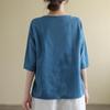 Women  Casual T-shirts  Summer Cotton Linen Vintage Style Floral Embroidery Loose Female Half Sleeve Tops Tees